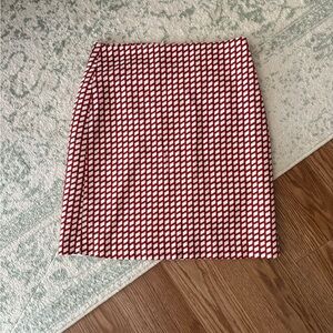 Ann Taylor Red/Burnt Orange and White Patterned Women's Skirt
